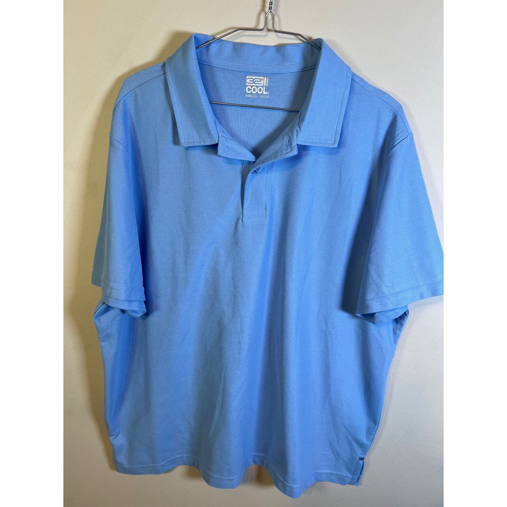 32 Degrees Mens Polo Shirt Moisture Wicking Light Blue XXL